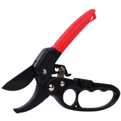 Sécateur à enclume professionnel de 20 cm (8 po), poignée renforcée, noir et rouge.-AquaForge