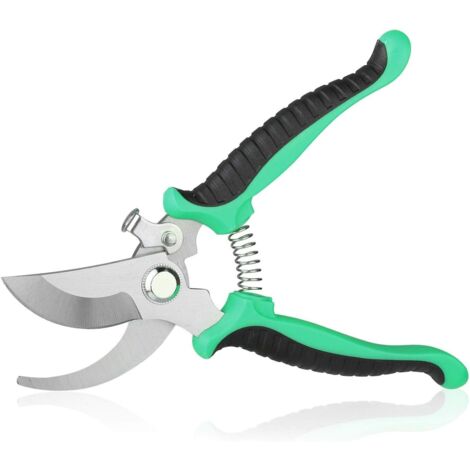 Sécateur à lames croisées tranchantes - Ciseaux de jardin professionnels en acier allié à haute teneur en carbone pour branches et troncs d'arbres (vert)-AquaForge