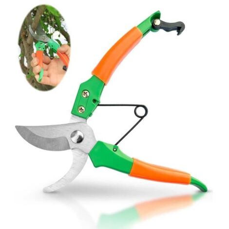 Sécateur de Contournement - Sécateur de Jardin - Vert et Orange - Acier à haute teneur en carbone - 19 cm