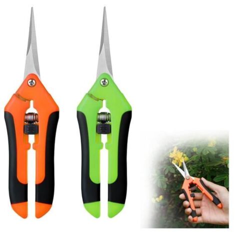 Sécateur de Jardin 2 Pièces, Lame Précise en Acier Inoxydable Professionnel, Poignée Ergonomique pour Taille Bonsaï