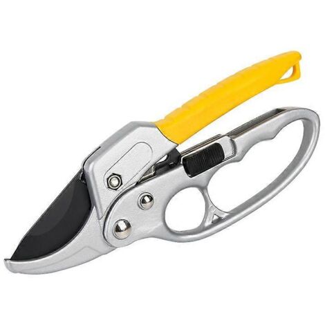 Sécateur de jardin 20,5 cm, cisaille à élaguer avec poignée en caoutchouc pour la coupe des tiges et des branches - 20 mm, jaune-AquaForge