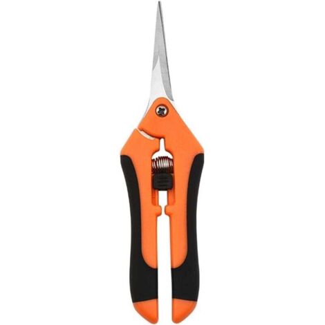 Sécateur de Jardin à Bouts Droits en Acier Inoxydable Ciseaux de Jardinage à Main Coupe Plantes Orange
