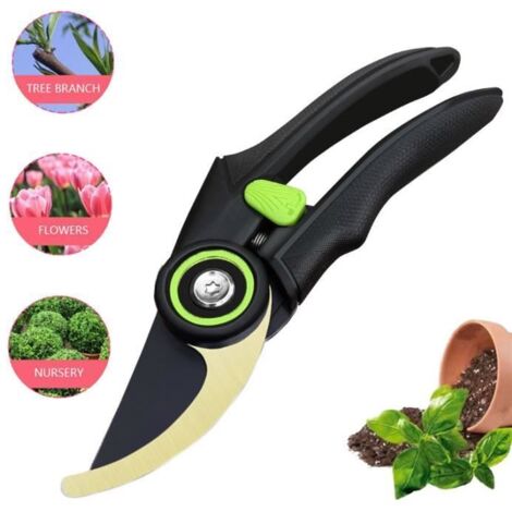 Sécateur de Jardin à Bypass Verrouillable, pour Taille des Bois Secs, Branches Mortes et Arbres Fruitiers (1 Pièce)