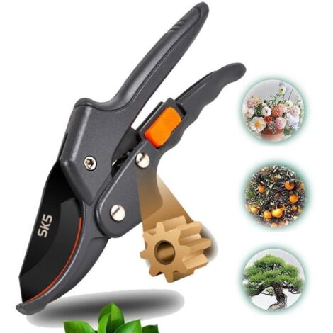 Sécateur de Jardin - Cisailles à cliquet manuelles - Noir - 20,5 x 6,5 cm - Ergonomique - Haute qualité