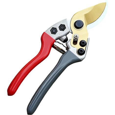 Sécateur de jardin, Ciseaux de jardin fabriqués en acier japonais, Secateur de jardin à économie de travail pour la taille des branches épaisses et du bambou (Rouge gris)