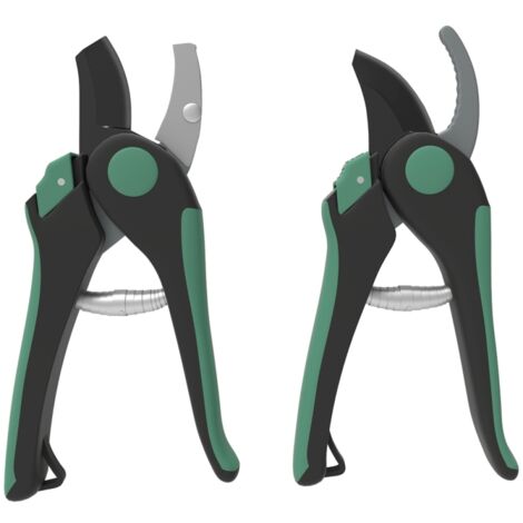 Sécateur de jardin et sécateur à fleurs (deux pièces), lames tranchantes, outils de jardinage en métal, sécateur à enclume, vert + noir.