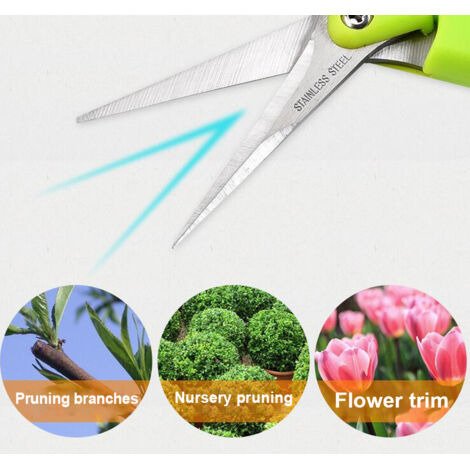 Sécateur de jardin manuel à ressort avec manche antidérapant et lame en acier inoxydable 2CR13, taille 16.6 cm, pour taille précise des plantes.