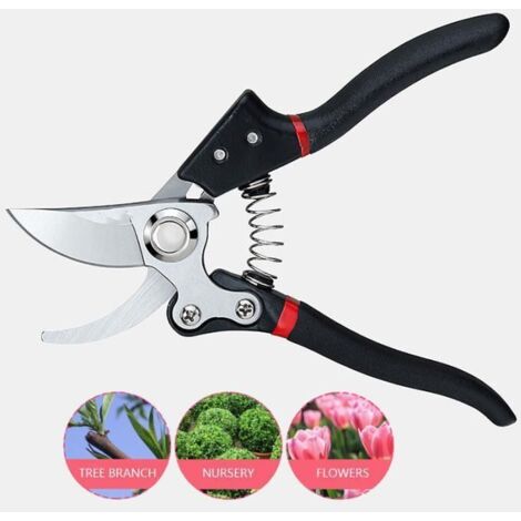 Sécateur de Jardin Professionnel - Acier SK5 - Ergonomique - 22cm - Noir