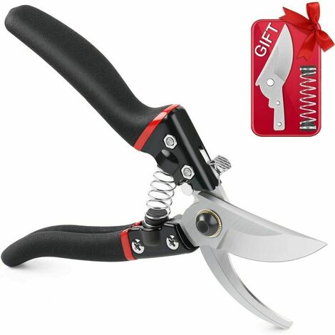 Sécateur de Jardin, Ressort Secateur Professionnel Ciseaux Secateur Ø20 mm Sécateur avec 75CR1 Lame/Ressort en Acier Inoxydable de Rechange, PVC Poignée Antiglisse, Manipulation Facile