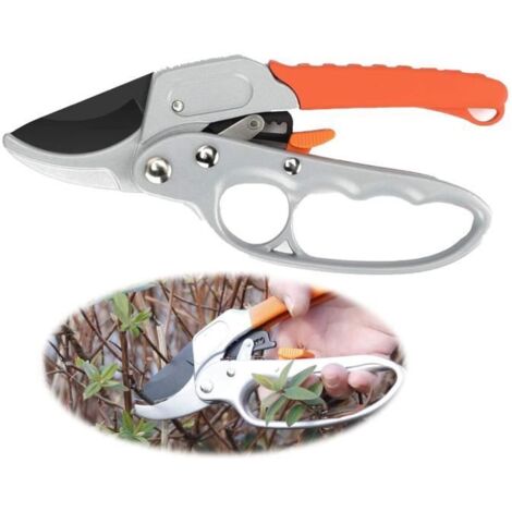 Sécateur de Jardin, Sécateur à Crémaillère avec Enclume et Cliquet, Coupe-Branches Professionnel, Type Bypass, pour Arbres Fruitiers