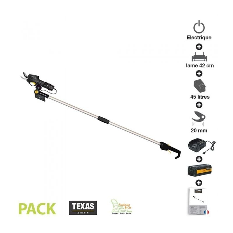 Sécateur échenilloir télescopique sur batterie 2 Ah Texas GS725Li