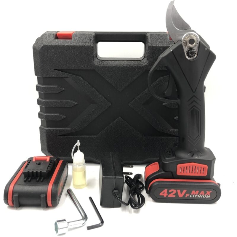 SÉCateur ÉLectrique, 42VF Rechargeable Sécateur électrique sans Fil Professionnel pour Jardins Parcs Fermes Serres, Double Batterie avec boîte de