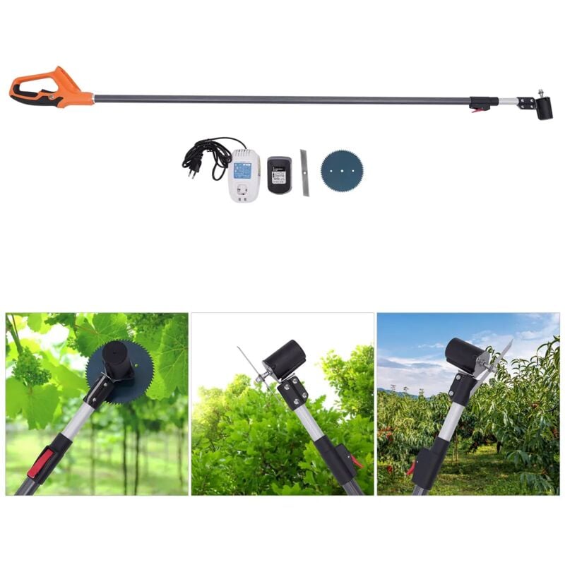Sécateur Électrique À Télescopique, Tronçonneuse télescopique sans fil, Sécateur À Batterie Rechargeable, Coupe-Branche De Jardin, Taille-haie