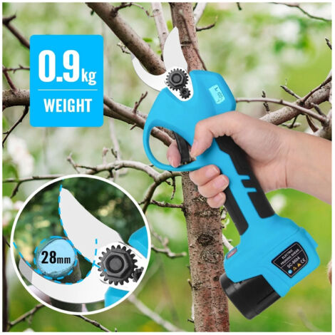 Sécateur électrique de jardin, coupe-branches sans fil, inclut 2 batteries rechargeables — Outil de jardinage électrique à main