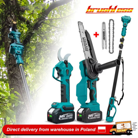 Sécateur Électrique Kamolee Sans Fil Sans Balais 50 mm – Tronçonneuse 6+8 Pouces pour Élagage de Branches Hautes avec Extension 2,5 m, Livré avec 2x Batteries 5.0Ah