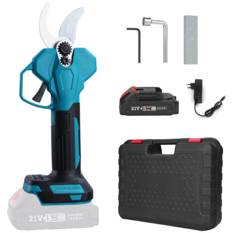 Sécateur électrique portable sans fil 21V, batterie lithium 2000mAh, chargeur et étui inclus, coupe max 30mm