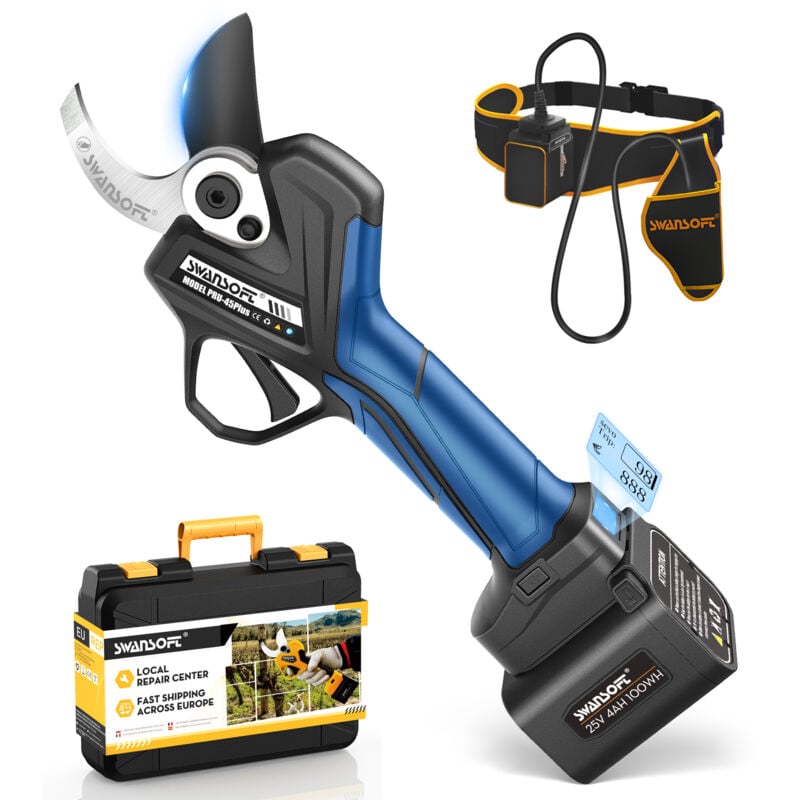 Secateur Electrique Professionnel, 45mm 1150W 4Ahx2 Secateur Electrique sans Fil pour Jardinage, PRU45 Plus