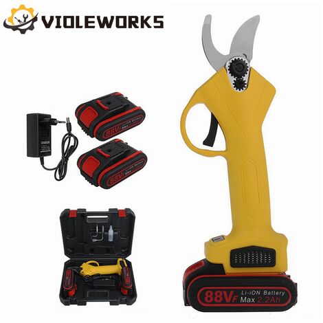 Sécateur electrique sans fil 18V 30mm max. 500W VIOLEWORKS sécateur ciseaux de coupe de branche 2 batteries