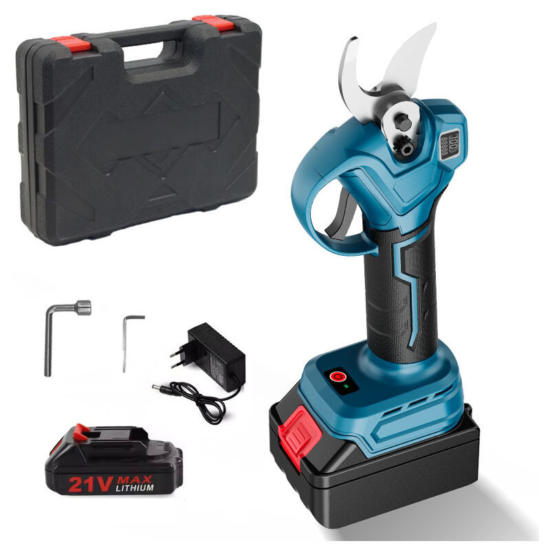 Sécateur Électrique Sans fil, 35mm Brushless 21V Secateur Electrique, Sécateur électrique avec Écran avec 2 Batteries pour la taille, le jardinage,