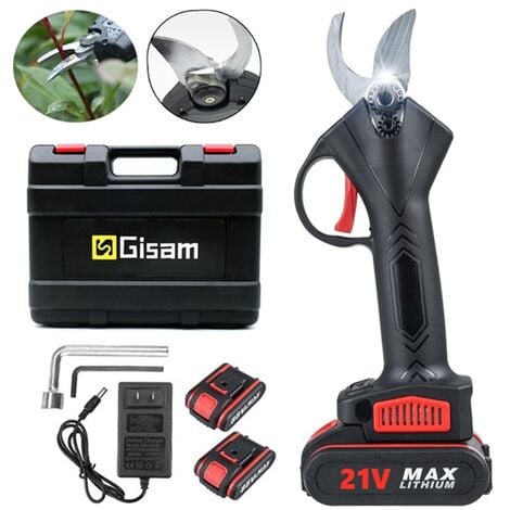 GISAM Sécateur Électrique Sans Fil Brushless 2X2000mAh Batteries Professionnel Sécateur Lame Convient Pour Les Jardins Les Branches