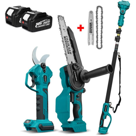 Sécateur Électrique Sans Fil Kamolee Sans Balais 50 mm – Scie Électrique 6+8 Pouces pour Branches Hautes avec Perche Télescopique 2,5 m et Tige d’Extension pour Élagage de Jardin