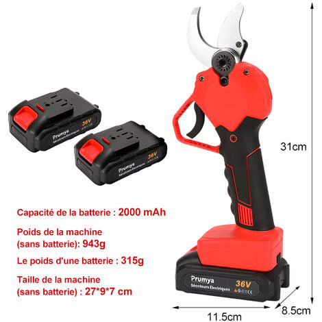 Sécateur électrique télescopique Yatek avec batterie et mallette, 3 tailles  différentes jusqu'à 2,1 mètres EL46002 Bon marché, prix et offres