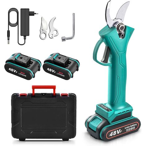Secateur Electrique Sans Fil Professionnel, Ecateur Rechargeable 2PCS pour Batterie au Lithium Rechargeable 2Ah, diamètre de Coupe 30mm, (Ciseaux électriques)