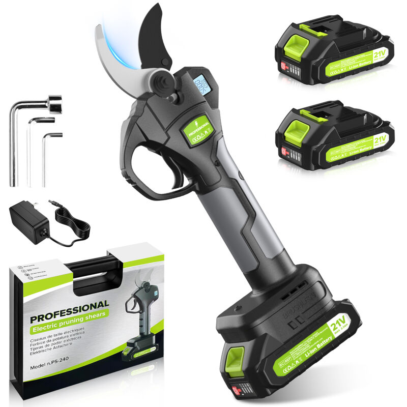 SéCateur éLectrique Sans Fil,40mm,Avec 22000mah SéCateur,éCran Led,SéCateur Pour Arbres Fruitiers SéCateur De Jardin Sans Fil