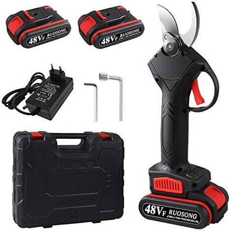 Secateur Electrique, Secateur Electrique sans Fil pour parc familial de verger, Avec 2 batteries, 1 Boîte, 2 Outils de remplacement de lame et un chargeur standard Européen