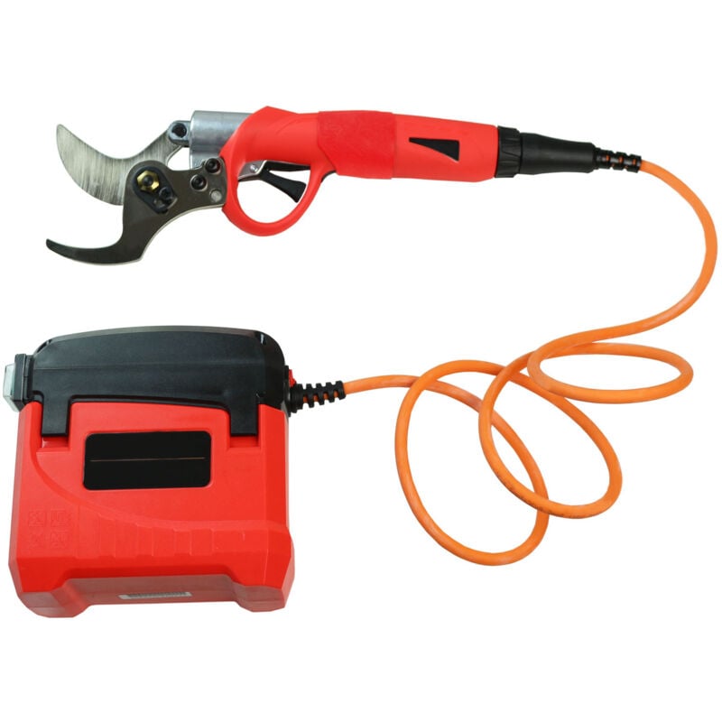 Sécateur électrique Yatek pouvant couper des branches vivantes jusqu'à 45mm, avec batterie et mallette avec accessoires varios, facile et confortable