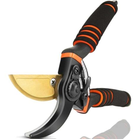 Sécateur professionnel Hewog de 21,6 cm (8,5 pouces) en acier SK5 et titane, tranchant, portable et robuste - PH153, avec poignée orange, ressort et lame d'origine [Porte-cartes]
