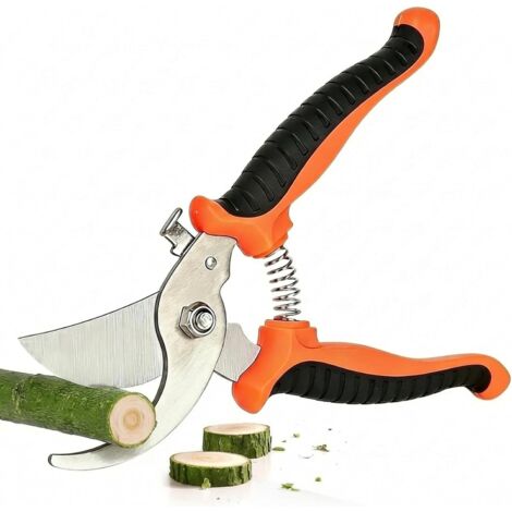 Sécateur, sécateur de jardin haut de gamme pour rosiers, 19 cm (7,5 po), coupe facilement les branches de 1,5 cm (0,6 po) avec des lames en acier inoxydable et une poignée ergonomique.-AquaForge