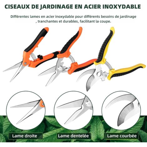 Sécateur trois pièces, sécateur, couteau de jardin, outils de jardinage pour branches et arbres fruitiers
