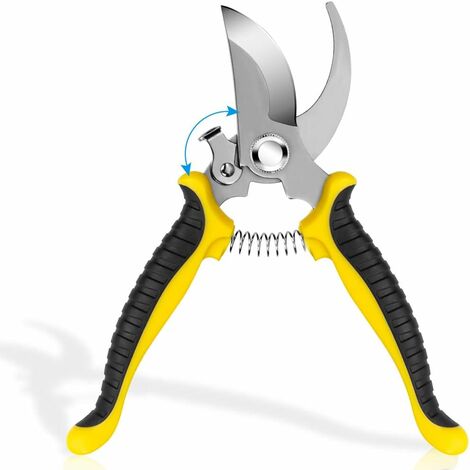 Sécateur　Sécateur de Jardinage Ciseaux de Jardin avec Lame/Ressort en Acier Inoxydable Poignée Antiglisse