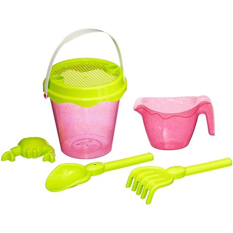Secchiello da spiaggia l.17cm con decorazione in paillettes abbinata - Rosa - Intex