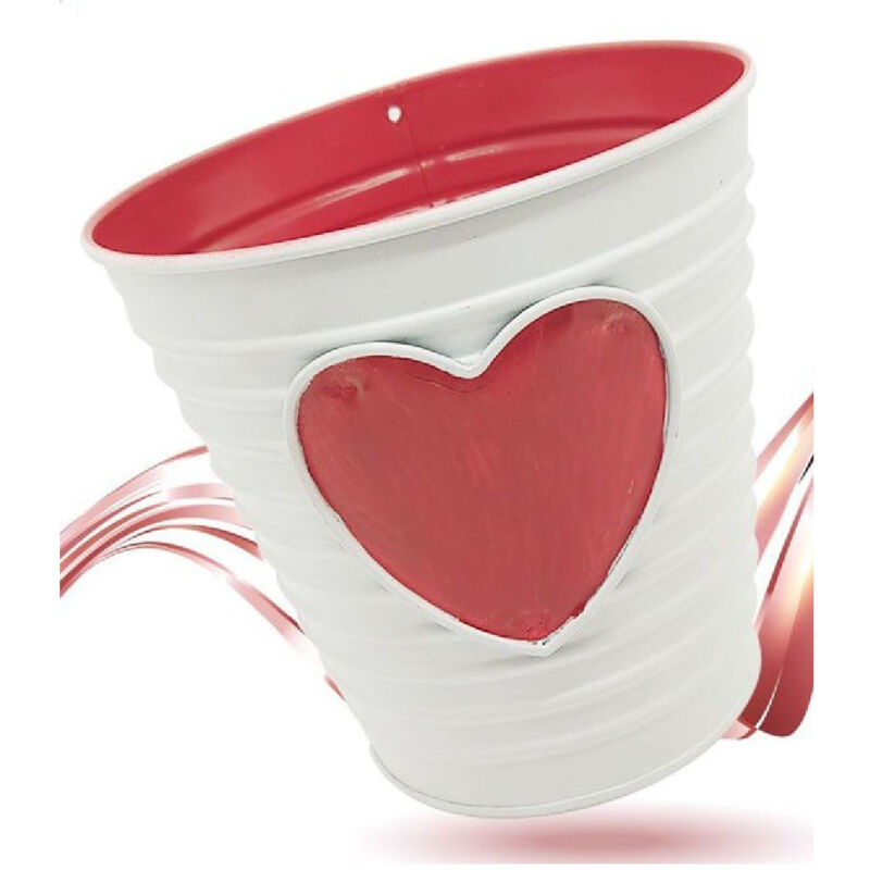 Trade Shop - dekoratives rotes herz zinn eimer 14 cm valentinstag geschenkidee 92287 -