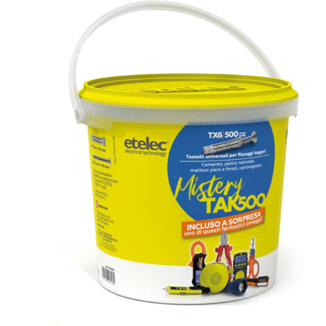 Secchiello Kit Box 500 Tasselli Universali TX6 Nylon 6X30 mm Vite 4,5x40 mm + Omaggio a sorpresa