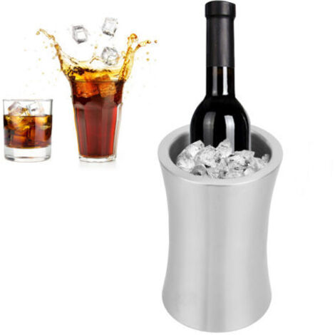 Secchiello per il ghiaccio da bar, contenitore a doppia parete in acciaio inox isolato per vino rosso e champagne.
