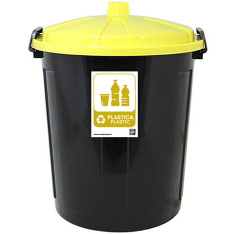 Secchio contenitore pattumiera raccolta differenziata carta plastica vetro misto 21lt bidone casa cucina giardino terrazza coperchio a chiusura andirandagismo e odori - Colori: giallo