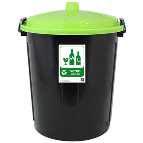 Secchio contenitore pattumiera raccolta differenziata carta plastica vetro misto 21lt bidone casa cucina giardino terrazza coperchio a chiusura andirandagismo e odori - Colori: Verde