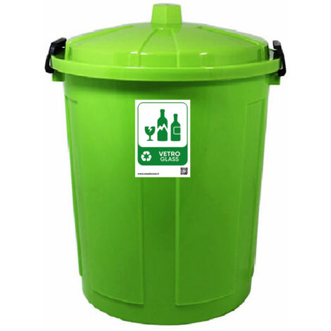 Secchio contenitore pattumiera raccolta differenziata del vetro bidone 21lt verde per casa cucina giardino terrazza coperchio a chiusura andirandagismo e odori