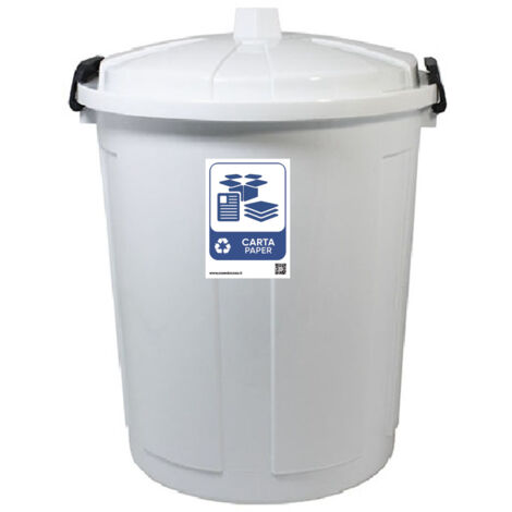 Secchio contenitore pattumiera raccolta differenziata della carta bidone 21lt bianco per casa cucina giardino terrazza coperchio a chiusura andirandagismo e odori