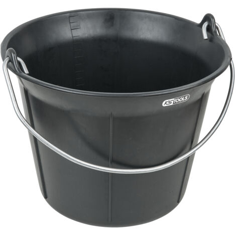 Secchio da muratore in plastica nero con occhielli - 11L