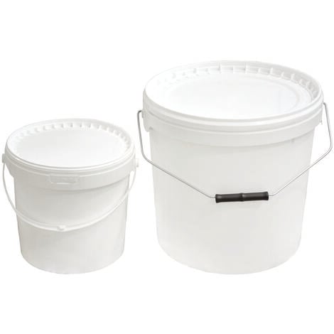 Secchio in plastica anonimo con coperchio bianco - lt.16 - manico in ferro zincato