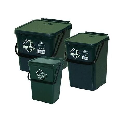 secchio per raccolta differenziata lt 10 verde cm 23x24x30 h con coperchio