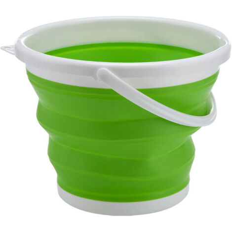 Secchio pieghevole, 10L, per la pulizia di casa, auto e campeggio, verde
