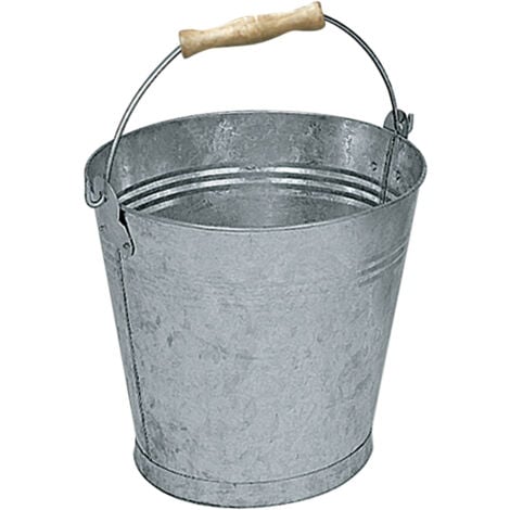 Secchio zincato da 10 lt diametro cm 20 x h 29 cm per cenere viva per camino stufe caminetto