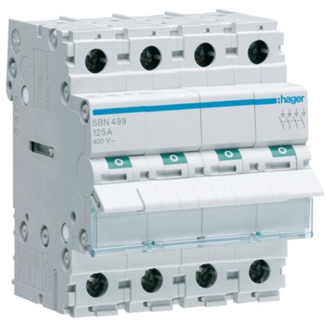 Seccionador Hager 4 polos 125A 4 módulos SBN499