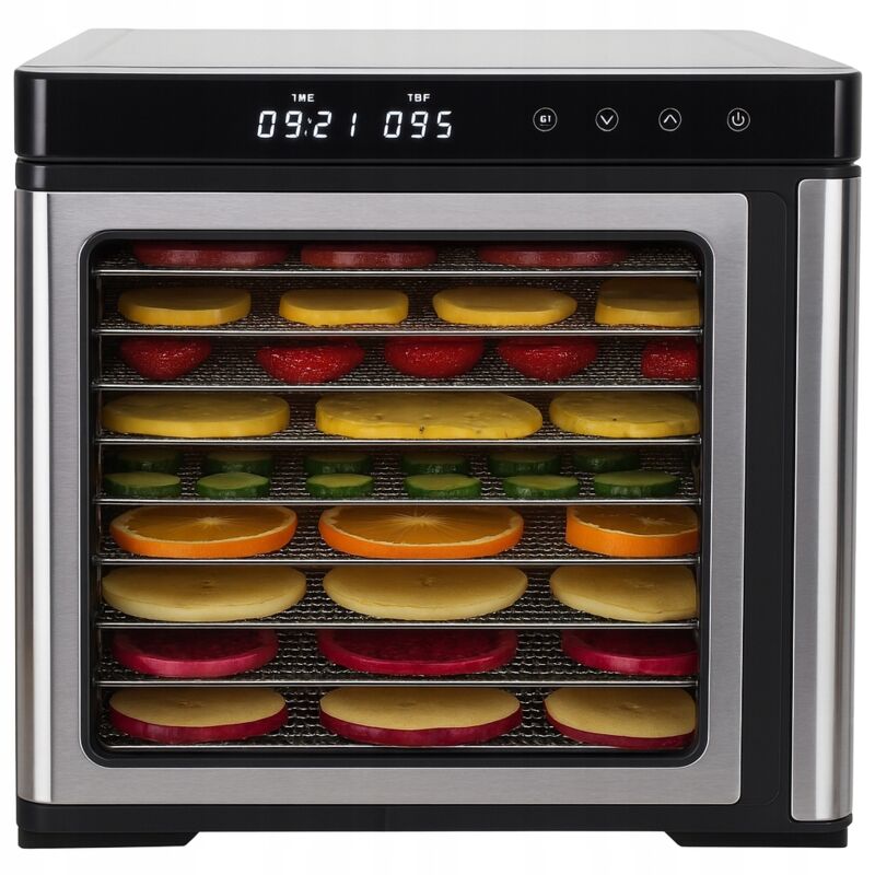 Séchoir alimentaire pour champignons, fruits, légumes, herbes, minuteur LCD, en acier, 9 plateaux