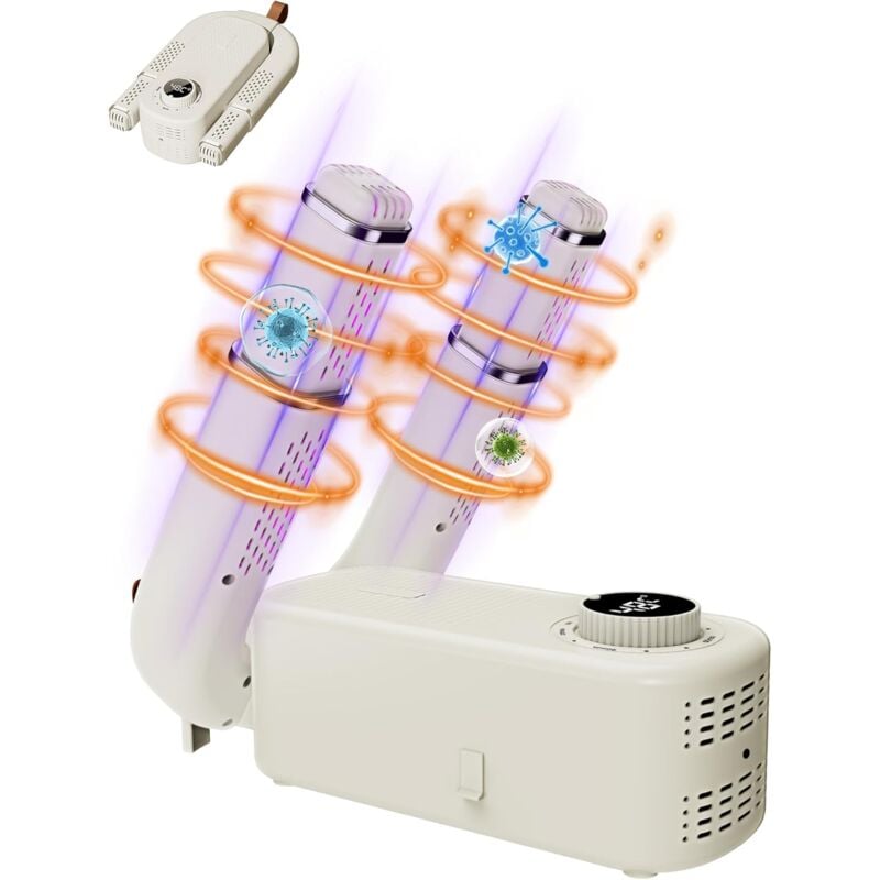 Sèche Chaussures, Chauffe-Bottes, Seche Chaussure Electrique Support réglable à 90°,avec 0-120mins Minuterie, Fonction UV,pour Chaussures, Gants,